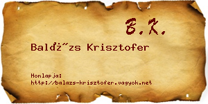 Balázs Krisztofer névjegykártya